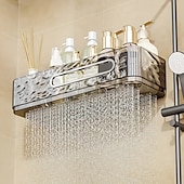 お買い得  収納＆整理-壁掛け式バスルーム収納ラック、ドリル不要、壁掛け式トイレ収納オーガナイザー、トイレタリーや日用品用の透明コスメティックオーガナイザー