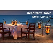 abordables Halloween al Aire Libre-1 linterna solar impermeable con forma de llama intermitente para exteriores, para Halloween y Navidad, con 28 luces LED, ideal para patio, jardín, césped, camino, terraza, luz colgante decorativa