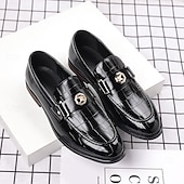 abordables Semi-formel-Mocassins en similicuir bordeaux pour homme, effet crocodile, avec boucle décorative en métal, pour hommes d&#039;affaires, événements formels et banquets