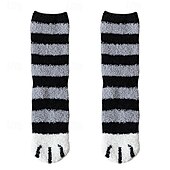 cheap Home Supplies-3 Pairs Cute Cat Claw Socks Fuzzy Coral Fleece Winter Warm Sleep Socks for Women Cozy Mid Calf Thick Soft Indoor Floor Socks