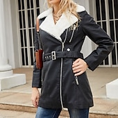 abordables vestes en sherpa-Femmes Veste en Polaire Confortable Fermeture intégrale Mode street style Uni Extérieur Décontracté Quotidien Régulier Col Rabattu Coupe régulière manche longue Vêtements d&#039;extérieur Noir Bleu Chameau