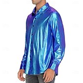 economico Cime-Disco Anni &#039;80 Metallico Lucido Blusa / Camicia Mascherata Disco Tinta unica Per uomo Costume di Carnevale Mascherata Festa / Sera Parata dell&#039;Orgoglio Mese dell&#039;orgoglio Adulti Camicia