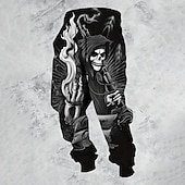 abordables pantalons de survêtement imprimés pour hommes-Homme La mort Crânes Joggings Pantalon Jogger Pantalons Taille Moyenne Taille élastique à cordon Style gothique sombre Jogging Vêtements de rue Entraînement Pantalon de survêtement athlétique avec