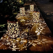 tanie zewnętrzne lampki choinkowe-Świąteczne solarne lampiony ważek ogrodowych wodoodporne metalowe lampy wiszące na patio trawniku ścieżce podjazdowej prezenrty np. dla kobiet matek babć