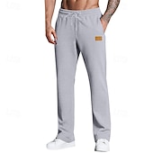 billiga Joggingbyxor-Herr Joggingbyxor Långbyxor Träningsbyxor med raka ben Ficka Elastisk midja Snörning Slät Komfort Utomhussport Dagligen Mode Ledigt Svart Vit Microelastisk