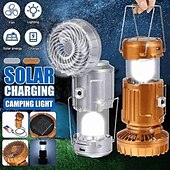 economico Ventilatori-Luce solare da campeggio con ventilatore, portatile ed estensibile, luce di emergenza, illuminazione esterna, telefono cellulare, luce a LED ricaricabile per tenda