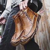 abordables Bottines-Bottines zippées faites main pour hommes pour un confort quotidien – bottes de marche décontractées de style vintage pour les voyages d&#039;automne et les aventures urbaines