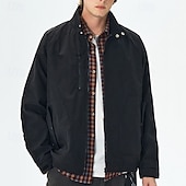 cheap Casual Jackets-Men&#039;s Lightweight Jacket Cargo Jacket Casual Jacket Vacation Daily Windproof Windbreaker Pocket Fall Winter Plain Fashion Classic Stand Collar Regular Black White Purple Green Jacket