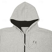 tanie bluzy polarowe-Męskie Bluza z Kapturem Bluza z kapturem Czarny Granatowy Khaki Szary Kaptur Równina Zapiąć na zamek błyskawiczny Przednia kieszeń Sport i turystyka Codzienny Święto Moda miejska Nowoczesne