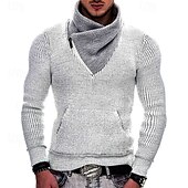 economico maglione pullover da uomo-Per uomo Felpa Maglione A Coste Maglia Top Regolari Lavorato a maglia Slim Fit Semplice Scialle Maglieria Moda Casuale Abbigliamento quotidiano Abbigliamento Inverno Nero Bianco S M L