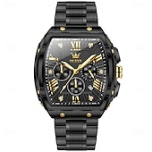 abordables Montres à quartz-OLEVS Hommes Montre à quartz Luxe Grand cadran Affaires Montre-bracelet Lumineux Calendrier IMPERMÉABLE Bracelet en acier inoxydable Suivre