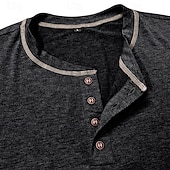 halpa Rento Henley T-paita-Miesten Henley-paita Puuvillainen paita T-paidat Lyhythihainen Yhtenäinen väri Tavallinen Solid Color Muoti Suunnittelija Vapaa-aika Väripaletti Napit Henley ulko- Kausaliteetti Päivittäin Kesä