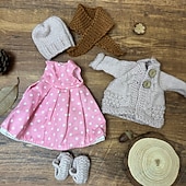 baratos Bonecas-Boneca Waldorf feita à mão para bebês meninas com conjuntos de roupas - boneca de pelúcia macia de 11,8 polegadas para crianças pequenas, presente de Natal ideal para crianças