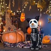 levne Halloween-Socha psa na Den mrtvých, halloweenské cukrové lebky, socha zvířat z pryskyřice, ozdoba