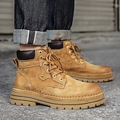 economico Stivali da lavoro-stivali da lavoro in pelle scamosciata color cuoio da uomo – stivaletti casual con lacci per l'escursionismo, il lavoro agricolo e l'uso quotidiano