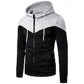 cheap Basic Hoodies-Men&#039;s Hoodie Full Zip Hoodie White Burgundy Navy Blue Gray Hooded Plain Patchwork Color Block Sports &amp; Outdoor Casual Daily Streetwear Cool Designer Spring &amp;  Fall Clothing Apparel Hoodies