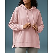 abordables Sudadera &amp; Sweatshirt-Mujer Tops casuales Sudadera con capucha Sudaderas Bolsillo Manga Larga Camiseta Ropa Deportiva Color sólido Protección Solar Resistente al Viento Senderismo Rutina de ejercicio De Deporte Ropa de