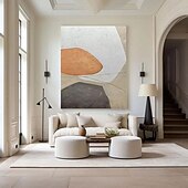 cheap Wabi Sabi-oil painting Large Handmade abstract stone orange oil painting Modern Abstract painting Geometric Composition with Warm Accents Canvas Painting for bedroom living room artwork