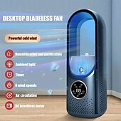 cheap Fans-2025 Bladeless Fan 6 Speed Desktop Fanless Blade Cooler Cooling Fan for Office Portable Silent Fans Humidifier Air Conditioner