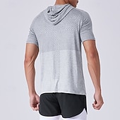 economico Cime-Per uomo Maglia da prestazione Maglietta sportiva Manica Corta Felpa con Cappuccio Top Esterno Asciugatura Rapida Traspirante antiodore Poliestere Patchwork Grigio scuro Blu Grigio chiaro Pesca
