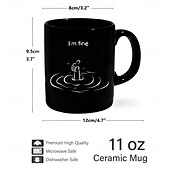 economico Tazze e tazzine-Tazza da caffè divertente, meme &quot;Sto bene annegando&quot;, tazza in ceramica nera da 11 once e 330 ml, sarcastica, regalo per colleghi, amici e adulti.