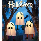 お買い得  ハロウィン室内-ハロウィンゴースト吊り下げゴースト屋内および屋外ポーチツリー中庭ガーデンテラス装飾ライト3照明モード風景ライト1個