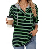 economico Felpa &amp; Sweatshirt-Per donna Felpa pullover Top casual Coulisse Manica Lunga Top Athleisure Scollo a V Protezione Solare Antivento Palestra All&#039;aperto Corsa abbigliamento sportivo Abbigliamento sportivo A righe Grigio