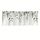 abordables Cortinas y cortinajes-1 pieza de cortina corta de cocina de vegetales de hojas verdes de 54 pulgadas x 18 pulgadas - Cortina de boca de poste lavada a máquina 100% poliéster con ojales diseño de hojas translúcidas adecuada