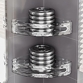 お買い得  収納＆整理-壁掛け式バスルーム収納ラック、ドリル不要、壁掛け式トイレ収納オーガナイザー、トイレタリーや日用品用の透明コスメティックオーガナイザー