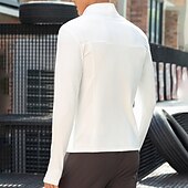 abordables Hauts-Homme Chemise Performance T-shirt de sport manche longue Col montant Top Extérieur Séchage Rapide Évacuation de la transpiration anti-odeurs Respirant Polyester Noir Blanche Bleu Pêche Tennis Course