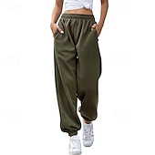 economico pantaloni cargo da donna-Per donna Pantaloni Cargo Pantaloni Eleganti Streetwear Casual Lunghezza intera Naturale Semplice Tasca Design con Coulisse Elastica Comodo All&#039;aperto Streetwear Ferie Grigio scuro Aalbicocca Marrone