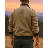cheap Outdoor Jackets-Men's Hiking Jacket Outdoor Windproof Breathable Hiking Outfits Hiking Clothes Spring Autumn / Fall Jacket Cotton Hunting Climbing Camping / Hiking / Caving Solid Color Black Army Green Red