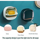 cheap Bathroom Gadgets-Luxury Soap Holder with Drain Tray Wall Mounted Design No Drilling Required Stylish Soap Storage Box for Bathroom Convenient Water Draining Tray for Bar Soap and Laundry Use
