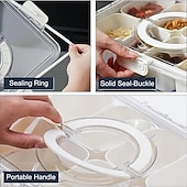 billige Kjøkkenutstyr og -redskap-Matoppbevaringsbrett med lokk og håndtak, snacksboks med flere rom for godteri, frukt, nøtter, bærbar rektangulær design, matkvalitetsmateriale, perfekt for fester, bryllup og bruk hele året