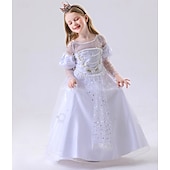 levne Dívčí kostýmy-Alice in Wonderland Pohádka Bílá královna Mirana Šaty Květinové šaty Tylové šaty Postavy z pohádek Filmové kostýmy for Dívčí Dětské předvečer Všech svatých Karneval Světový den knihy Výkon Vzdělávac
