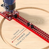 abordables Bricolage-Fraiseuse à bois multifonctionnelle 3 en 1 avec pince en aluminium - outil de coupe et de fraisage circulaire de précision avec support de rainure réglable, base rouge et rail en acrylique transparent