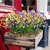 economico Piante e Fiori Artificiali-Confezione da 20 gigli artificiali Kara da esterno, fiori finti in plastica con protezione UV per giardino, veranda, cortile, ufficio, cornice di finestre, scrivania e decorazione per la casa –