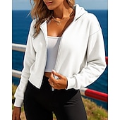 economico Giacche da corsa-Per donna Felpa con cappuccio cardigan Cerniera completa Breve Manica Lunga Top Athleisure Autunno Antivento Escursionismo Allenamento Atletico abbigliamento sportivo Abbigliamento sportivo Tinta