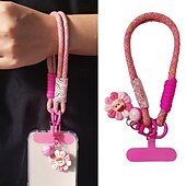 abordables Cordons et dragonnes pour téléphone-Corde courte imprimée pour téléphone portable, pendentif fleur, corde tissée courte à double usage, corde de suspension robuste pour voyage en plein air pour hommes et femmes