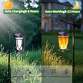 tanie Oświetlenie krajobrazowe-1 szt. zewnętrzna wodoodporna lampa z migającym płomieniem słonecznym 28 koralików LED na dziedziniec, ogród, trawnik, ścieżka, taras, lampa wisząca, lampa wisząca, halloween, dekoracja na imprezę