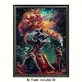 billiga Halloween-rökande skalle &amp;vibrerande rökfärgad canvastavla 12x16 - ramlös väggdekor för hemmakontor/café, perfekt för sovrum, vardagsrum, badrum, perfekt för rumsinredning