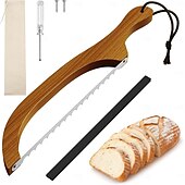 economico Utensili e gadget da cucina-Coltello per pane fatto in casa, con lama in noce e seghettata in acciaio inox ultra affilata, coltello per pane a lievitazione naturale per bagel, baguette e pagnotte rustiche - colore noce