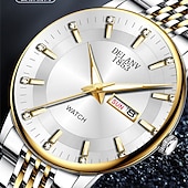 preiswerte Quarz-Uhren-Die neue Edelstahlband große Ziffernblatt modische Herren Business Uhr mit IPX7 Wasserbeständigkeit leuchtendem Kalender und Tagesanzeige Freizeit Quarz Uhr einfache und vielseitige Herren Sport