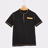 Χαμηλού Κόστους Casual Tee Henley-Ανδρικά Πουκάμισο Henley Κοντομάνικα Henley Top Κοντομάνικο Συμπαγές Χρώμα Σκέτο Μονόχρωμη Μοντέρνα Υψηλής Ποιότητας Καθημερινό Κουμπιά Μπλοκ χρωμάτων Σκέτο Χένλι ΕΞΩΤΕΡΙΚΟΥ ΧΩΡΟΥ Causal Καθημερινά