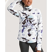 tanie Koszula damska-Damskie Sztuka abstrakcyjna Koszulka polo Koszulka do tenisa Długi rękaw Nadruk Quarter Zip Pullover Ochrona UV Elastyczny Oddychający Bransoletka tenisowa Golf Pikle Kołnierz zapinany na zamek
