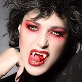 preiswerte Halloween-Maske &amp; Requisiten-Einziehbare Vampirzähne für Halloween, realistische Vampirzähne für Cosplay, Requisiten für Zombiekostümpartys für Erwachsene und Kinder, gruseliges Dracula-Gebiss für die Halloween-Maskenball-Verkleidung