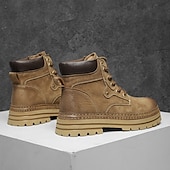 economico Stivali da lavoro-stivali da lavoro in pelle scamosciata color cuoio da uomo – stivaletti casual con lacci per l'escursionismo, il lavoro agricolo e l'uso quotidiano