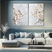 baratos Pinturas a Óleo-Mintura pinturas a óleo em tela com textura 3D feitas à mão, arte de parede, decoração, moderna, abstrata, imagem de flores para decoração de casa, pintura enrolada, sem moldura, não esticada