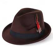 levne Klobouk Fedora-Pánské 30. léta Oktoberfestový klobouk Černá Fialová Polyester Peří Módní Na běžné nošení ulice Denní Barevné bloky Proti sluci Prodyšné