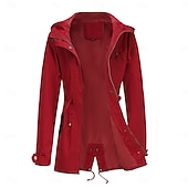 economico giacca attiva-Per donna Cappotto Impermeabile Confortevole Cerniera completa Coulisse Moda Stile da Strada Semplice All&#039;aperto Casual Quotidiano Lungo Con Cappuccio Vestibilità regolare Manica Lunga Capispalla